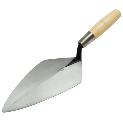 Picture of 10” Wide London Brick Trowel with Low Lift Shank on a 6" Wood Handle