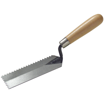 Picture of 1/4" x 3/16" V-Notch Margin Trowel with Wood Handle