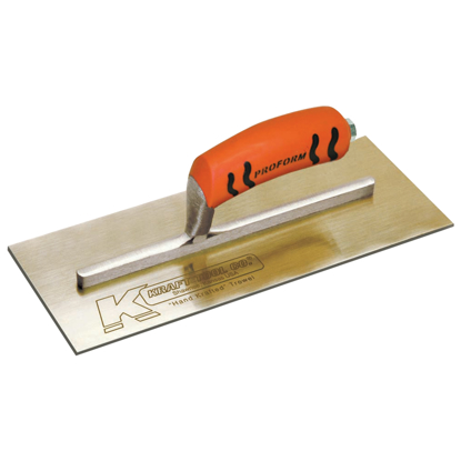 Picture of 14" x 5" Golden Stainless Steel Cement Trowel with ProForm® Handle on a Short Shank
