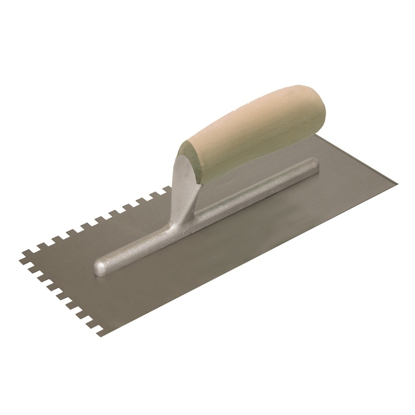 Picture of Hi-Craft® 3/4" x 9/16" x 3/8" U-Notch Trowel with Wood Handle