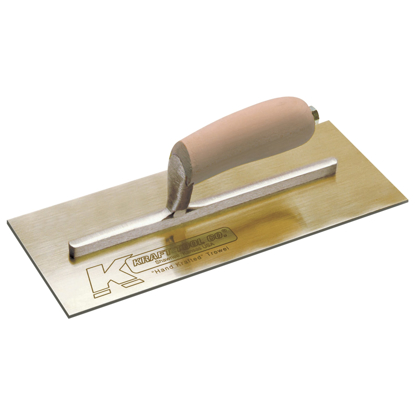 Picture of 11-1/2" x 4-3/4" Golden Stainless Steel Finish Trowel with Camel Back Wood Handle