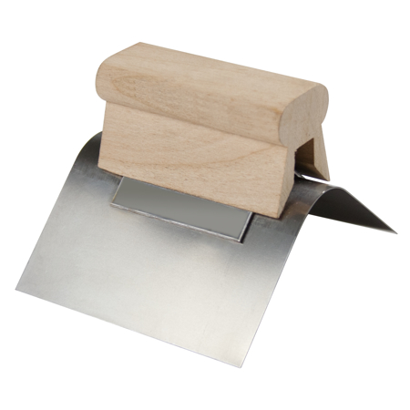 Picture of 4" x 2" 90° Radius Stainless Steel Outside Corner Tool with Wood Handle