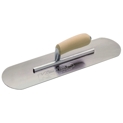 Picture of 18" x 4" Carbon Steel Pool Trowel - 6 Rivets with Short Shank and Camel Back Wood Handle