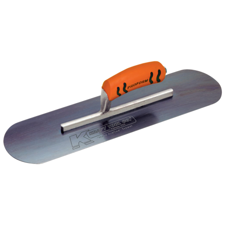 Picture of 20" x 4" Blue Steel Pool Trowel with a ProForm® Handle on a Short Shank