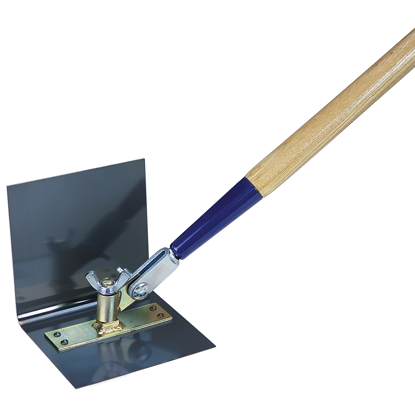 Picture of 6" x 6" 1/2"R 6"Lip Blue Steel Walking Cove Tool with Swivel Bracket with Handle