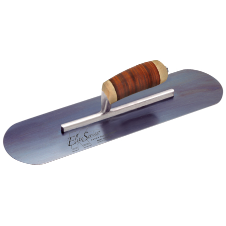Picture of Elite Series Five Star™ 20" x 5" Blue Steel Pool Trowel with Leather Handle on a Short Shank